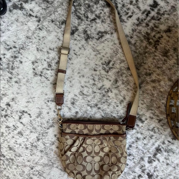 Coach Bags Coach Signature Pleated Khaki Crossbody Bag Poshmark